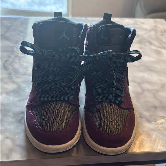 Jordan Ones Kids High-Top Sneakers - Purple and Black Size 12 Little Kid Size - Picture 5 of 5